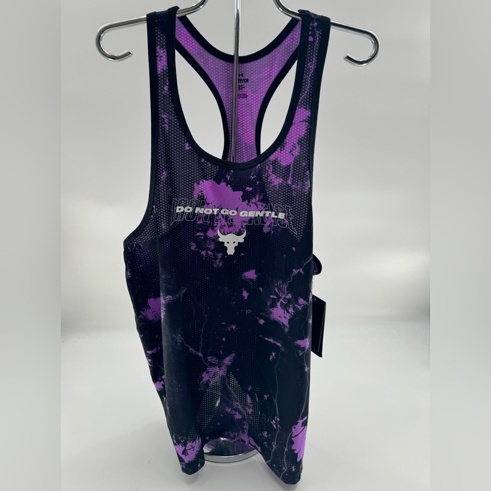 Under Armour Tank Top Project Rock Print Mesh Mens Small Workout Activewear NEW